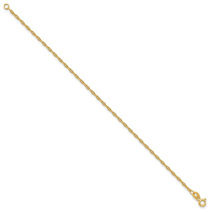 14K Yellow Gold 1.8mm Mariners Link Chain Anklet