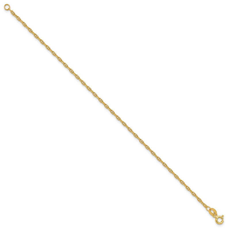 14K Yellow Gold 1.8mm Mariners Link Chain Bracelet