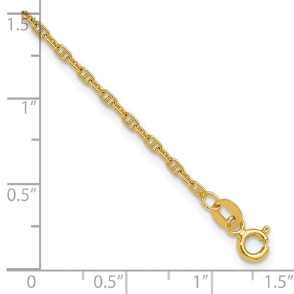 14K Yellow Gold 1.8mm Mariners Link Chain Anklet