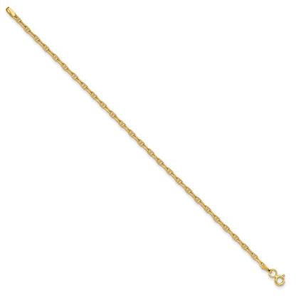 14K Yellow Gold 2.35mm Mariners Link Chain Bracelet