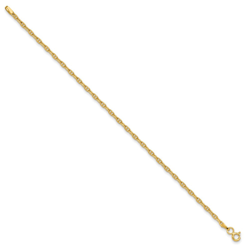 14K Yellow Gold 2.35mm Mariners Link Chain Bracelet