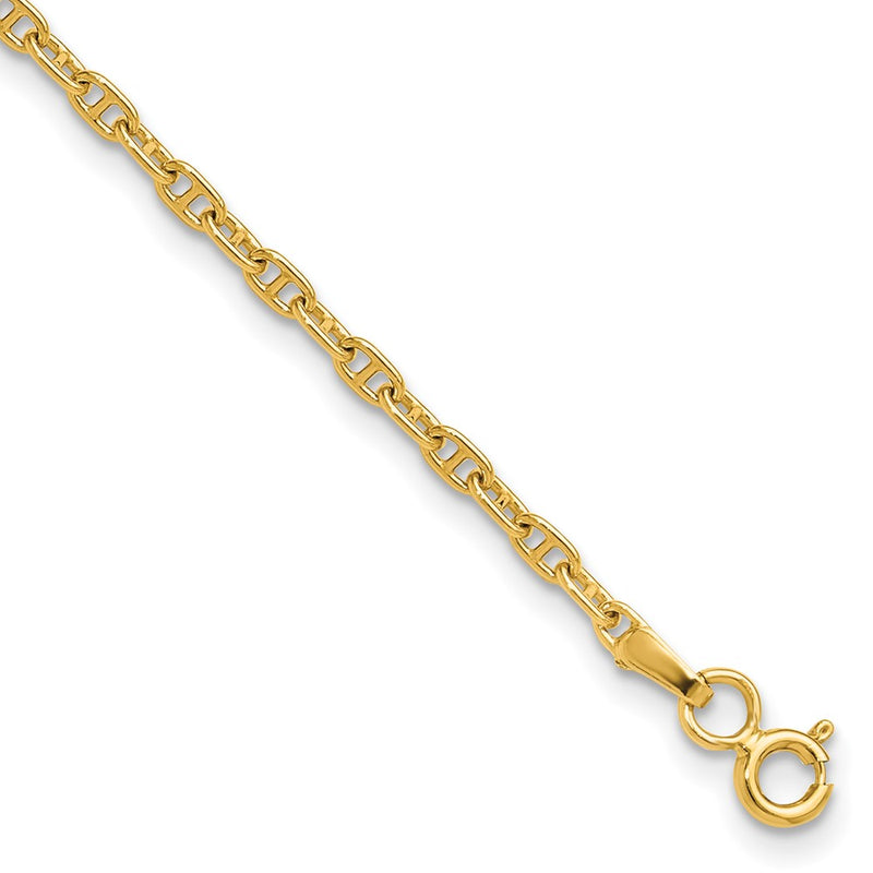 14K Yellow Gold 2.35mm Mariners Link Chain Bracelet