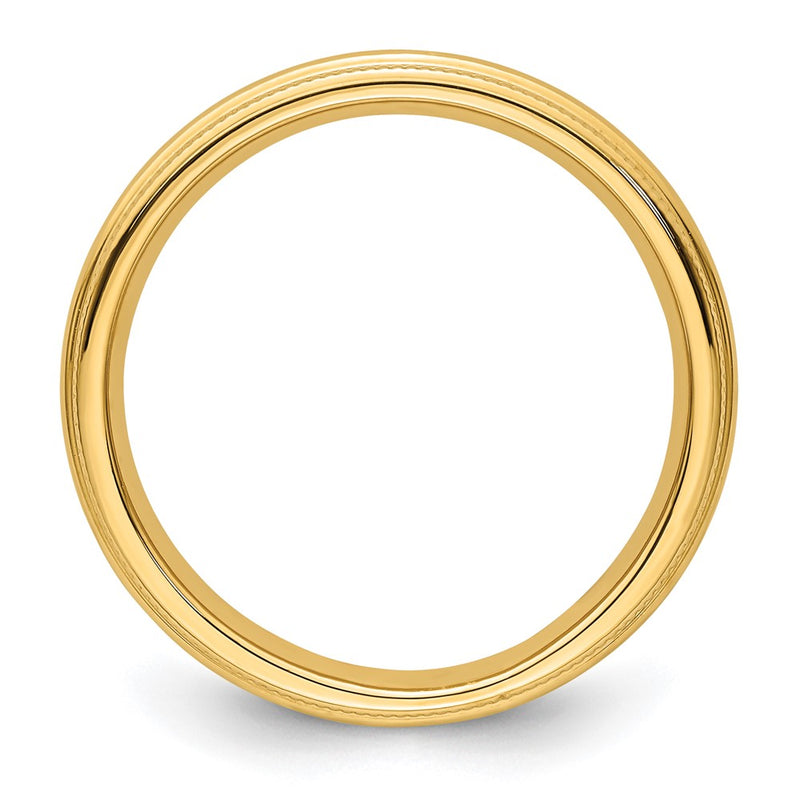 14k Yellow Gold 3mm Milgrain Half Round Comfort Fit Wedding Band Ring