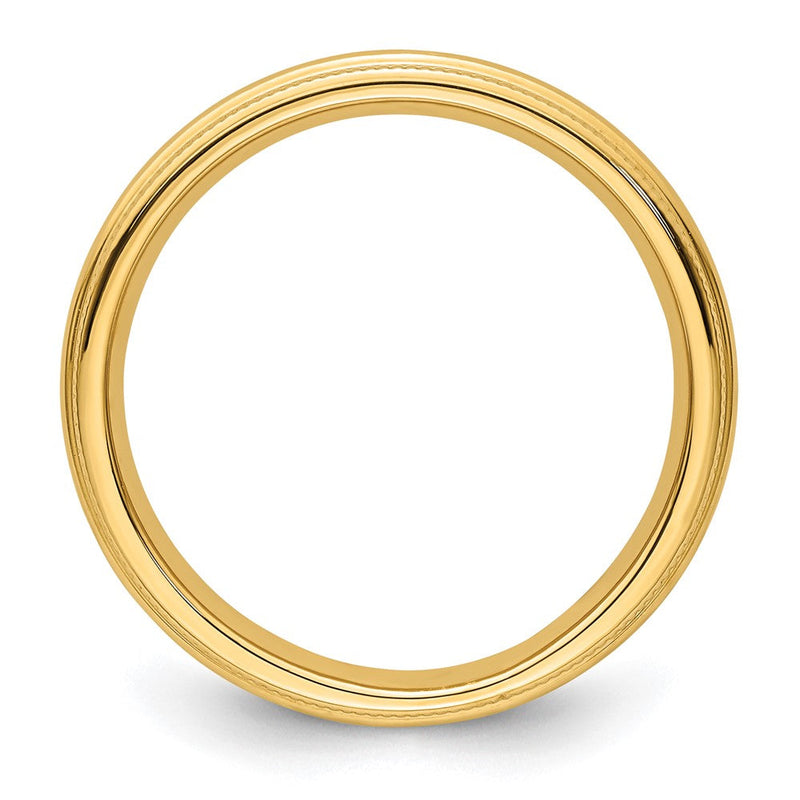 18k Yellow Gold 3mm Milgrain Half Round Comfort Fit Wedding Band Ring