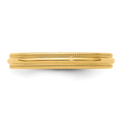 Solid 14K Yellow Gold 3mm Milgrain Comfort Fit Men's/Women's Wedding Band Ring Size 10