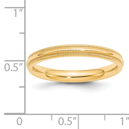 Solid 14K Yellow Gold 3mm Milgrain Comfort Fit Men's/Women's Wedding Band Ring Size 10