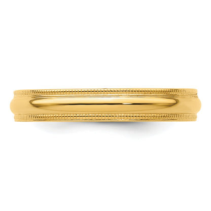 Solid 14K Yellow Gold 4mm Milgrain Comfort Wedding Men's/Women's Wedding Band Ring Size 8.5