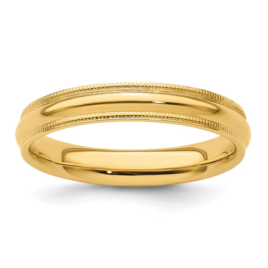 Solid 14K Yellow Gold 4mm Milgrain Comfort Wedding Men's/Women's Wedding Band Ring Size 8.5