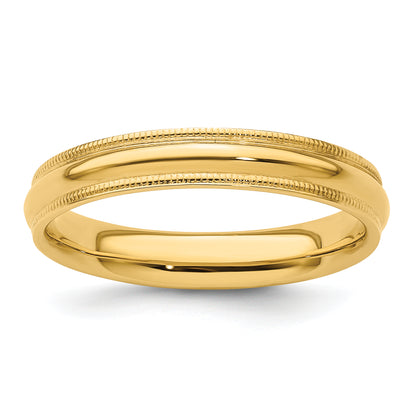 Solid 14K Yellow Gold 4mm Milgrain Comfort Wedding Men's/Women's Wedding Band Ring Size 10
