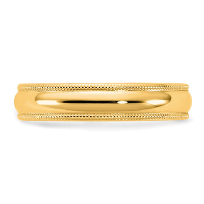 10K Yellow Gold 10Ky 4.5mm Milgrain Comfort Fit Band Size 4.5