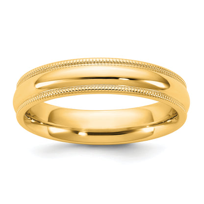 10K Yellow Gold 10Ky 4.5mm Milgrain Comfort Fit Band Size 10.5