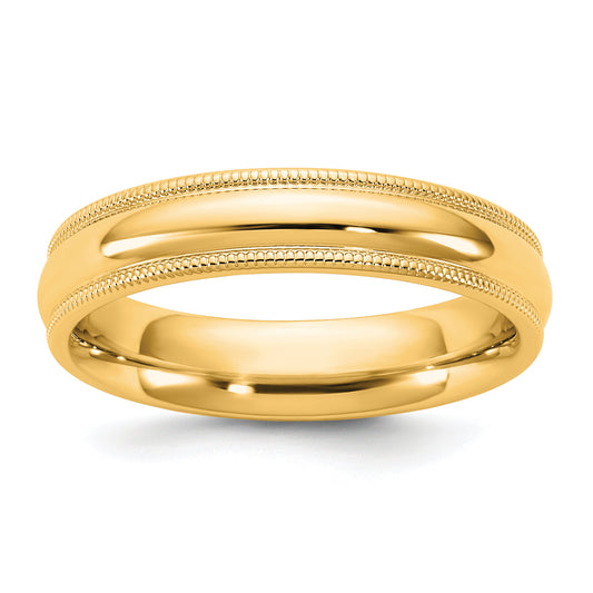 10K Yellow Gold 10Ky 4.5mm Milgrain Comfort Fit Band Size 10.5