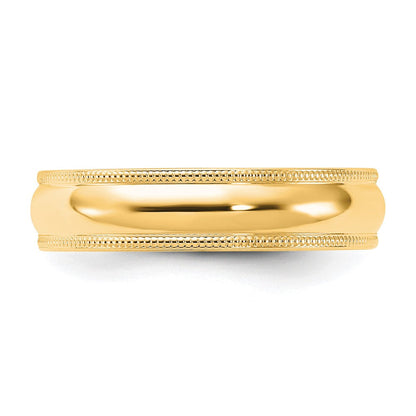 18k Yellow Gold 5mm Milgrain Half Round Comfort Fit Wedding Band Ring