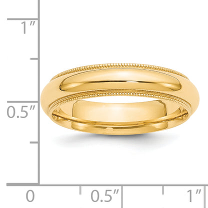 Solid 14K Yellow Gold 5mm Milgrain Comfort Wedding Men's/Women's Wedding Band Ring Size 10