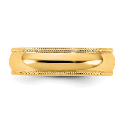 10K Yellow Gold 10Ky 5.5mm Milgrain Comfort Fit Band Size 13