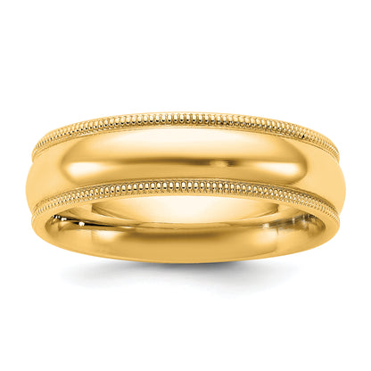 10K Yellow Gold 10Ky 5.5mm Milgrain Comfort Fit Band Size 13