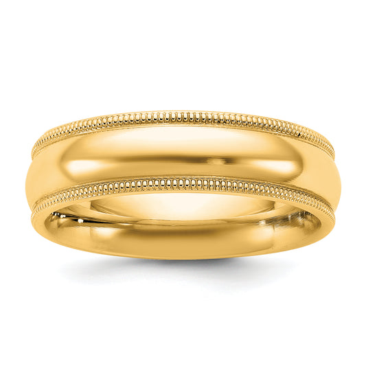 10K Yellow Gold 10Ky 5.5mm Milgrain Comfort Fit Band Size 13