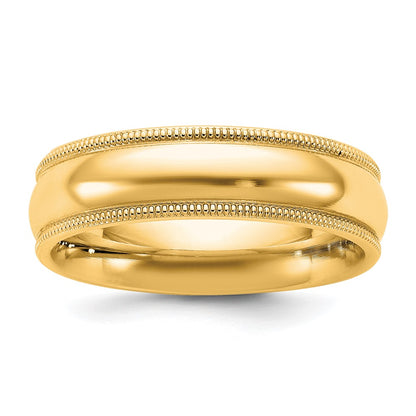10K Yellow Gold 10Ky 5.5mm Milgrain Comfort Fit Band Size 10
