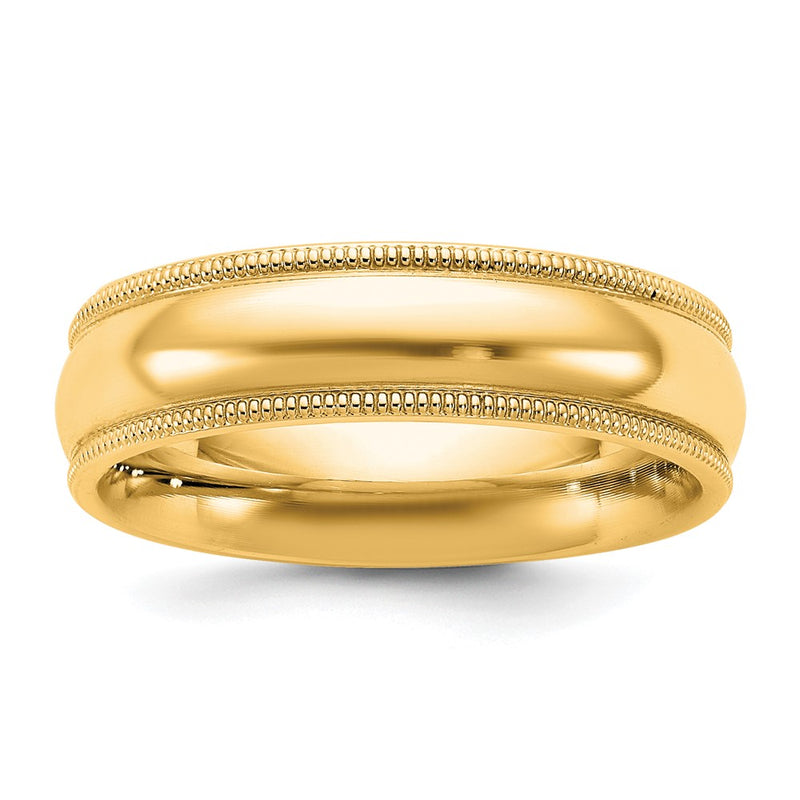 10K Yellow Gold 10Ky 5.5mm Milgrain Comfort Fit Band Size 13
