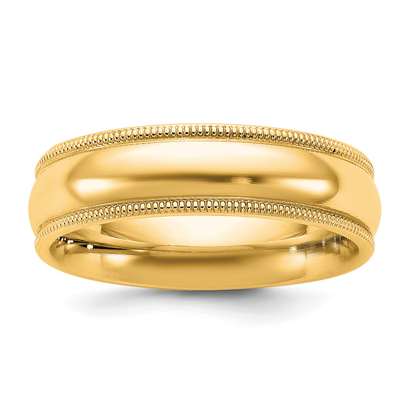 10K Yellow Gold 10Ky 5.5mm Milgrain Comfort Fit Band Size 4