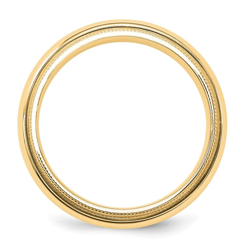 18k Yellow Gold 6mm Milgrain Half Round Comfort Fit Wedding Band Ring