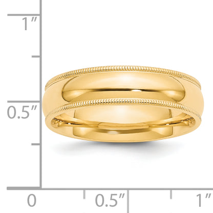 Solid 14K Yellow Gold 6mm Milgrain Comfort Wedding Men's/Women's Wedding Band Ring Size 7.5