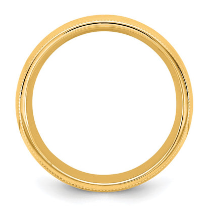 10K Yellow Gold 10Ky 6.5mm Milgrain Comfort Fit Band Size 11