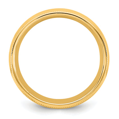 10K Yellow Gold 10Ky 6.5mm Milgrain Comfort Fit Band Size 13