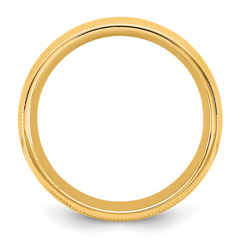 10K Yellow Gold 10Ky 6.5mm Milgrain Comfort Fit Band Size 13
