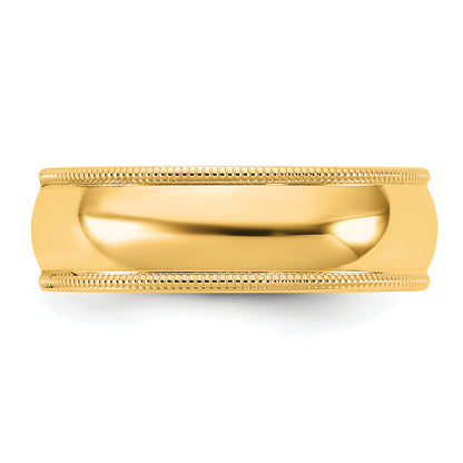 10K Yellow Gold 10Ky 6.5mm Milgrain Comfort Fit Band Size 13