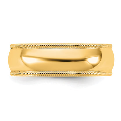 10K Yellow Gold 10Ky 6.5mm Milgrain Comfort Fit Band Size 11