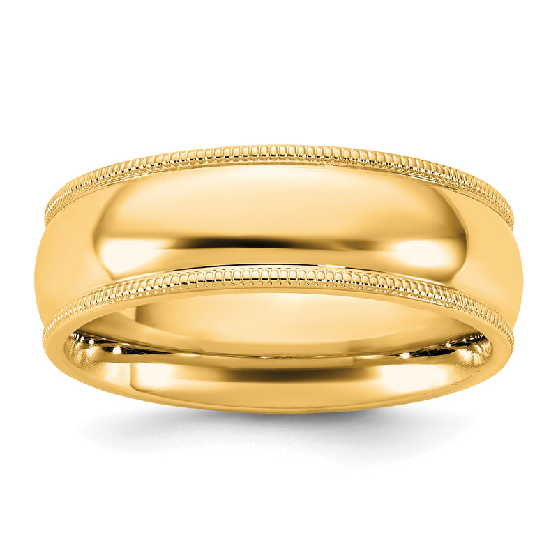 10K Yellow Gold 10Ky 6.5mm Milgrain Comfort Fit Band Size 13