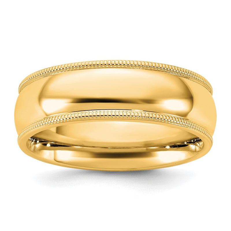 10K Yellow Gold 10Ky 6.5mm Milgrain Comfort Fit Band Size 4