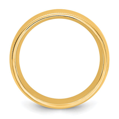 10K Yellow Gold 10Ky 7mm Milgrain Comfort Fit Band Size 5