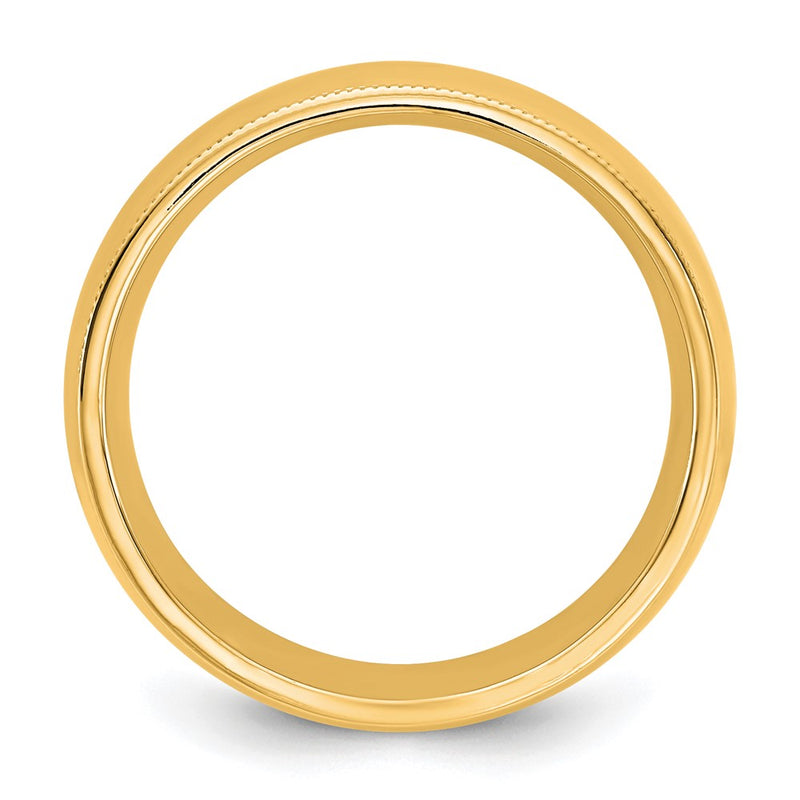 10K Yellow Gold 10Ky 7mm Milgrain Comfort Fit Band Size 4