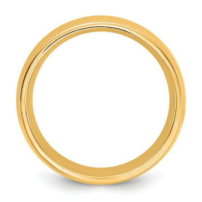 10K Yellow Gold 10Ky 7mm Milgrain Comfort Fit Band Size 7