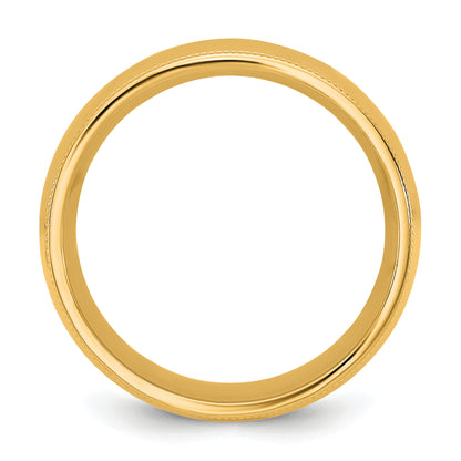 10K Yellow Gold 10Ky 8mm Milgrain Comfort Fit Band Size 4.5