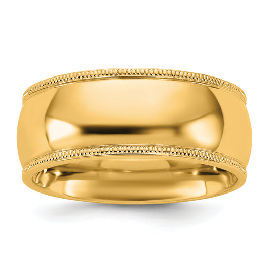 10K Yellow Gold 10Ky 8mm Milgrain Comfort Fit Band Size 4.5