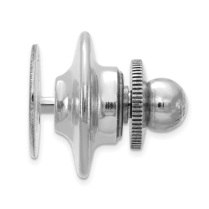14K White Gold Men's Oval High Polished Tie Tac