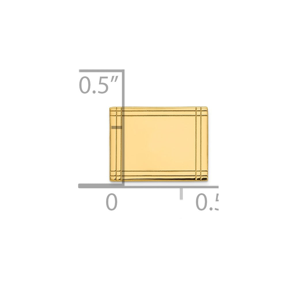 14K Yellow Gold Men's Rectangular W/line Design Tie Tac