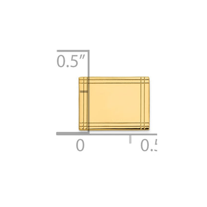14K Yellow Gold Men's Rectangular W/line Design Tie Tac