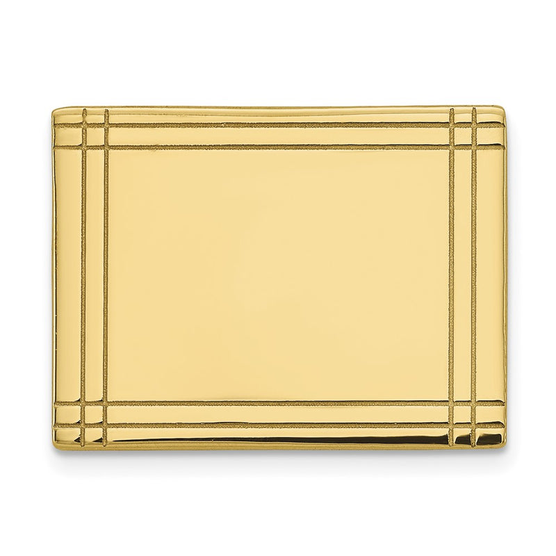 14K Yellow Gold Men's Rectangular W/line Design Tie Tac