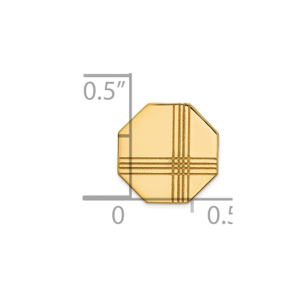 14K Yellow Gold Men's with Line Design Octagon Tie Tac