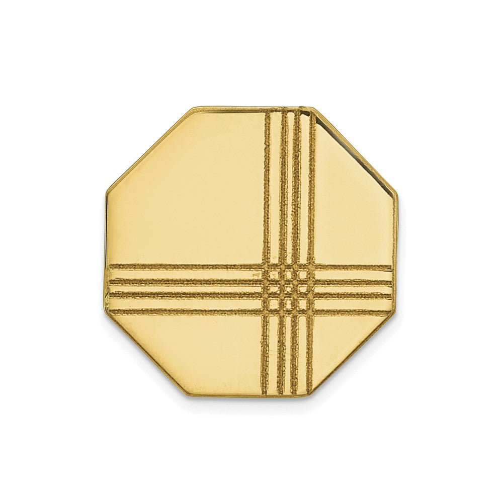 14K Yellow Gold Men's with Line Design Octagon Tie Tac