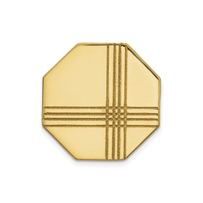 14K Yellow Gold Men's with Line Design Octagon Tie Tac