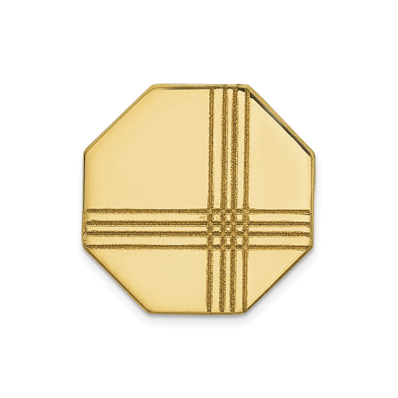14K Yellow Gold Men's with Line Design Octagon Tie Tac