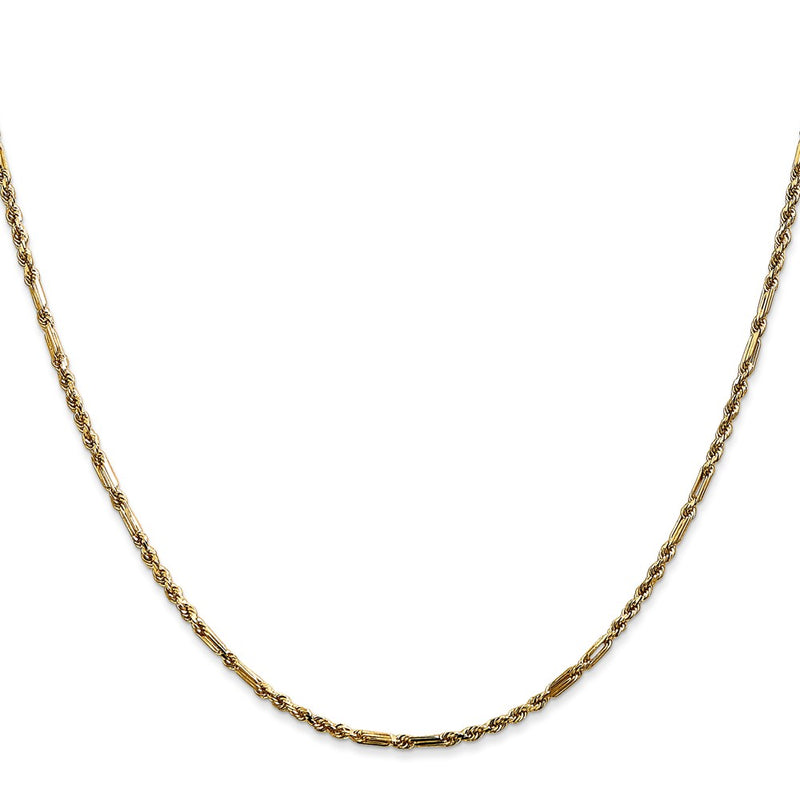 14K Yellow Gold 22 Inch 1.8mm Diamond-Cut Milano Rope With Lobster Clasp Chain Necklace