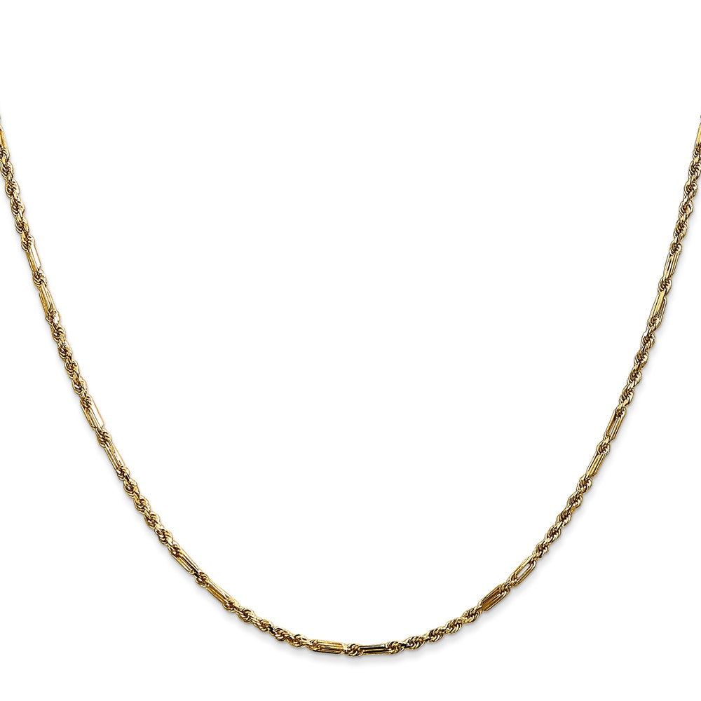 14K Yellow Gold 1.8mm Diamond-Cut Milano Rope With Lobster Clasp Chain Necklace