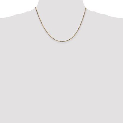 14K Yellow Gold 1.8mm Diamond-Cut Milano Rope With Lobster Clasp Chain Necklace
