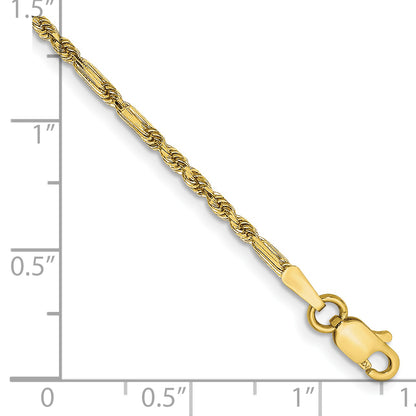 14K Yellow Gold 7 Inch 1.8mm Diamond-Cut Milano Rope With Lobster Clasp Chain
